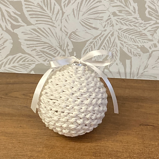 Mama Tried - Hand-Crocheted Christmas Ornament with Satin Ribbon - Off-White