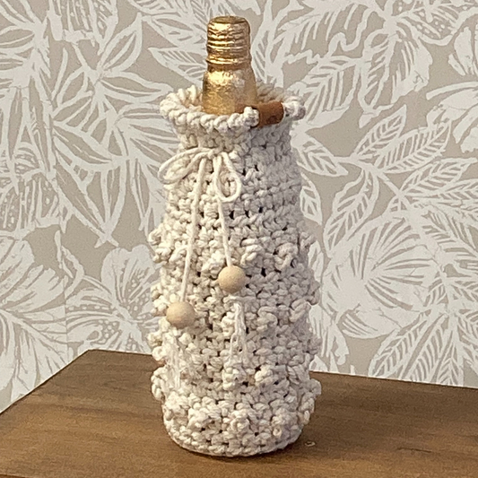 Mama Tried - Hand-Crocheted Wine Bottle Cozy with Drawstring Closure - One Size